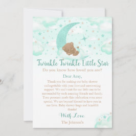 Twinkle Twinkle Little Star Björn Baby Shower Tack Kort