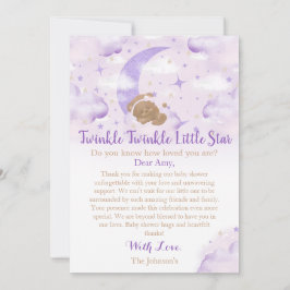Twinkle Twinkle Little Star Björn Baby Shower Tack Kort