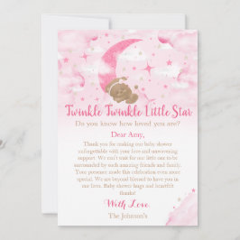 Twinkle Twinkle Little Star Björn Baby Shower Tack Kort