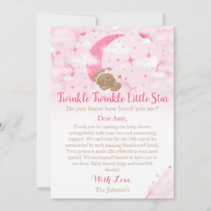 Twinkle Twinkle Little Star Björn Baby Shower Tack Kort
