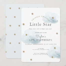 Twinkle Twinkle Little Star Blå Födelsedag Inbjudningar