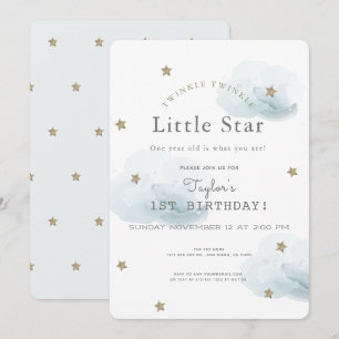Twinkle Twinkle Little Star Blå Födelsedag Inbjudningar