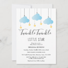 Twinkle Twinkle Little Star Blå Pojke Baby Shower Inbjudningar