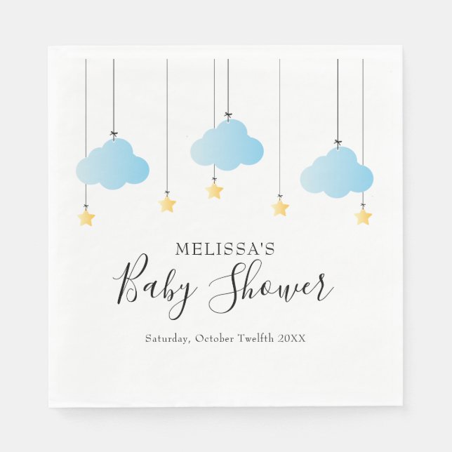 Twinkle Twinkle Little Star Blå Pojke Baby Shower Pappersservett (Framsidan)