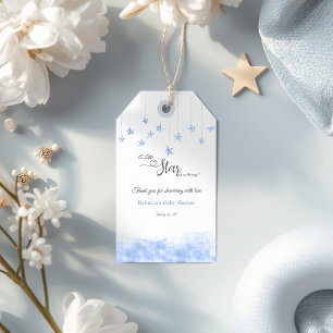 Twinkle Twinkle Little Star Blå Pojke Babyfirande Presentetikett