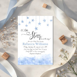Twinkle Twinkle Little Star Blue Boy Baby Shower Inbjudningar