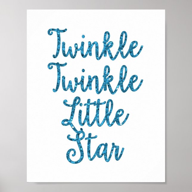 Twinkle Twinkle Little Star Blue Glitter Poster (Framsidan)