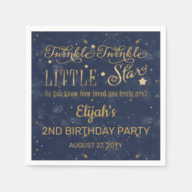 Twinkle Twinkle Little Star Boy 2 Birthday Party Pappersservett (Framsidan)