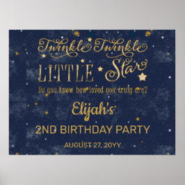Twinkle Twinkle Little Star Boy 2 Birthday Party Poster