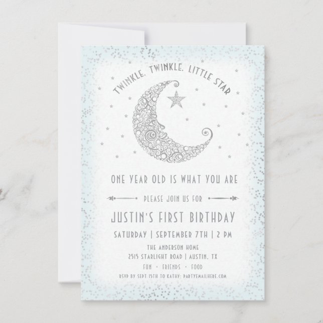 Twinkle Twinkle Little Star Boy Birthday Inbjudan (Framsida)