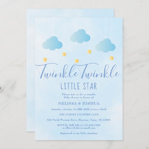Twinkle Twinkle Little Star Boy Blue Shower Inbjudningar
