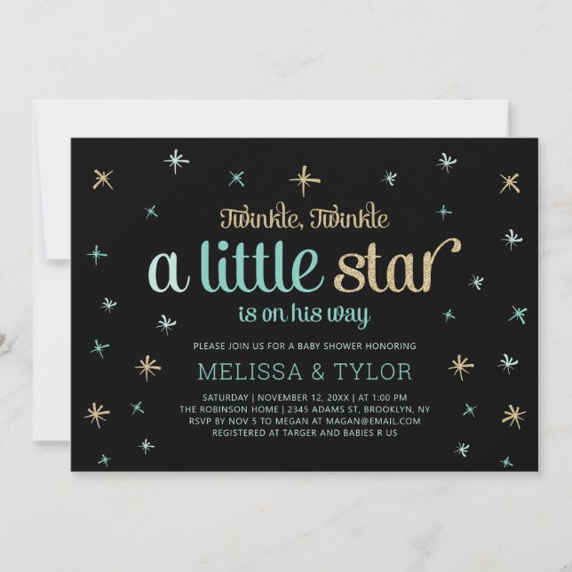 Twinkle Twinkle Little Star Boy Shower Inbjudningar (Framsida)