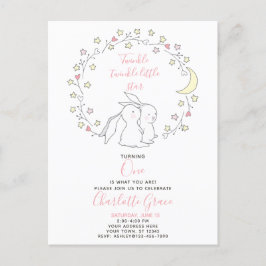 Twinkle Twinkle Little Star Bunny 1:a födelsedag Inbjudan Vykort