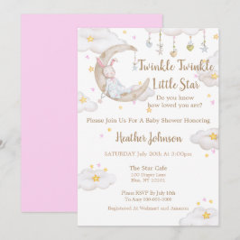Twinkle Twinkle Little Star Bunny Baby Shower Inbjudningar