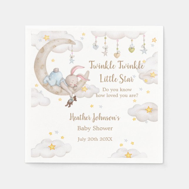 Twinkle Twinkle Little Star Bunny Baby Shower Pappersservett (Framsidan)