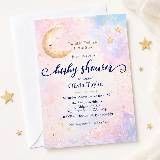 Twinkle Twinkle Little Star Celestial Barnrumsfest Inbjudningar (Skapare uppladdad)