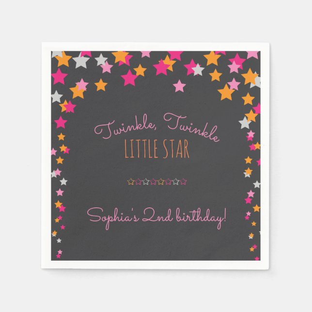 Twinkle Twinkle Little Star Chalkboard Birthday Pappersservett (Framsidan)