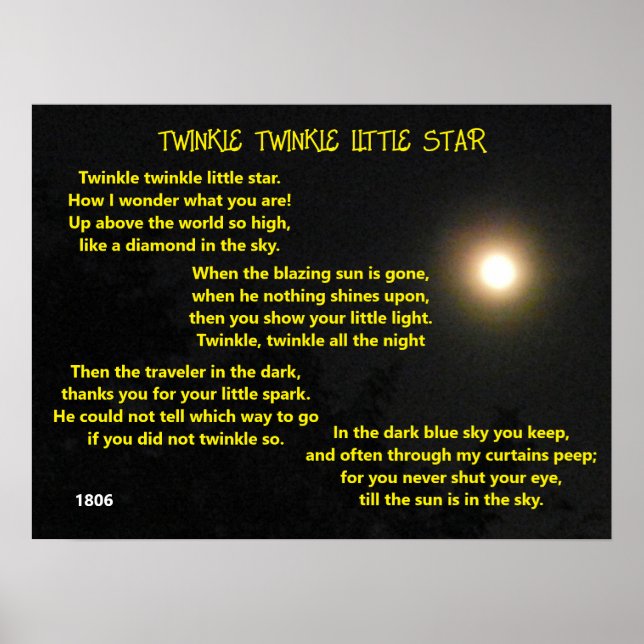 TWINKLE TWINKLE LITTLE STAR dikt Poster (Framsidan)