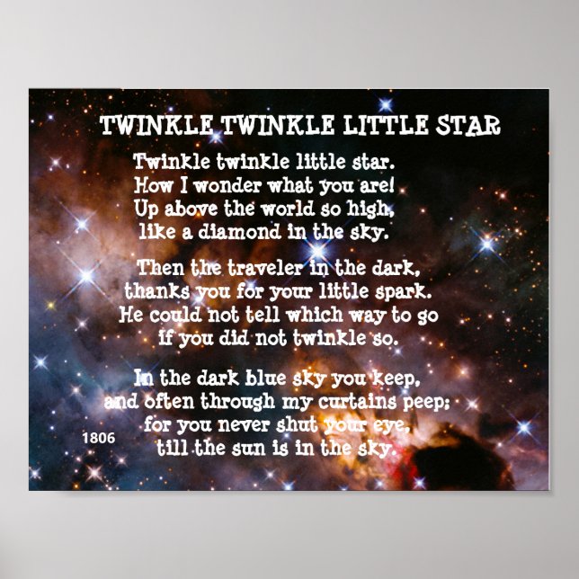 TWINKLE TWINKLE LITTLE STAR dikt Poster (Framsidan)