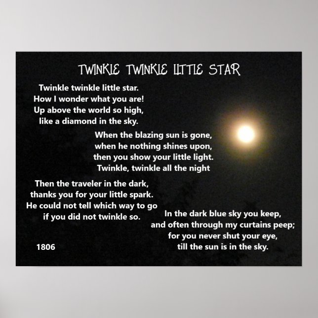 TWINKLE TWINKLE LITTLE STAR dikt Poster (Framsidan)