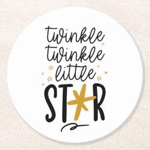 Twinkle Twinkle Little Star Doodle Underlägg Papper Rund