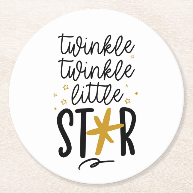 Twinkle Twinkle Little Star Doodle Underlägg Papper Rund (Framsidan)