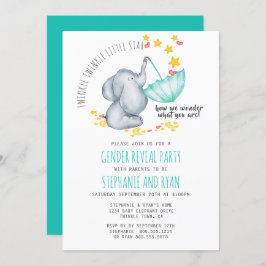Twinkle Twinkle Little Star Elephant Gender Reveal Inbjudningar