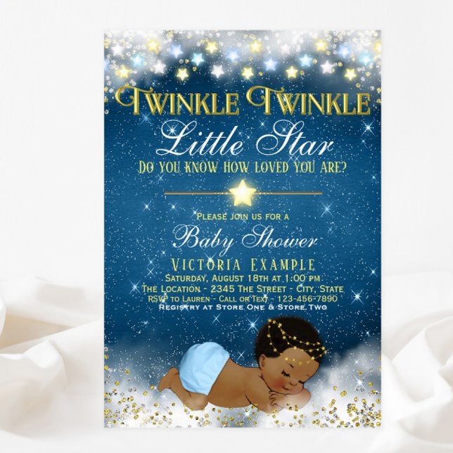 Twinkle Twinkle Little Star Ethnic Boy Shower Inbjudningar (Skapare uppladdad)