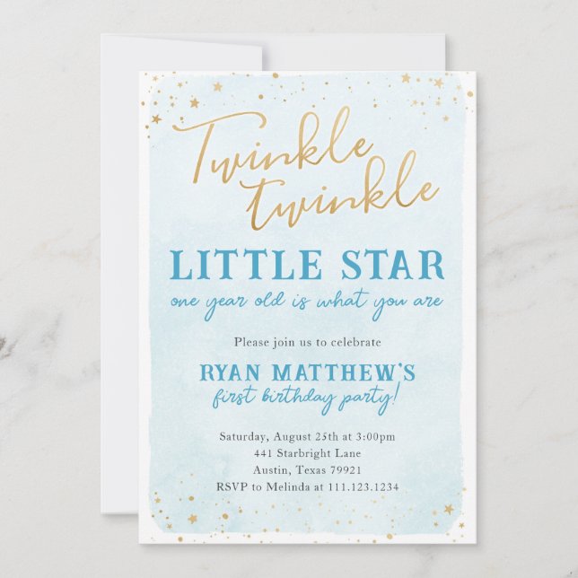 Twinkle Twinkle Little Star Festinladning Inbjudningar (Framsida)