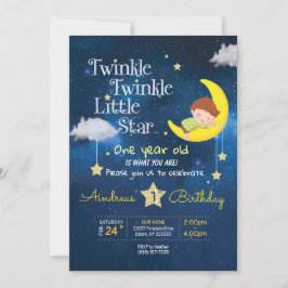 Twinkle Twinkle Little star First-födelsedagsinbju Inbjudningar