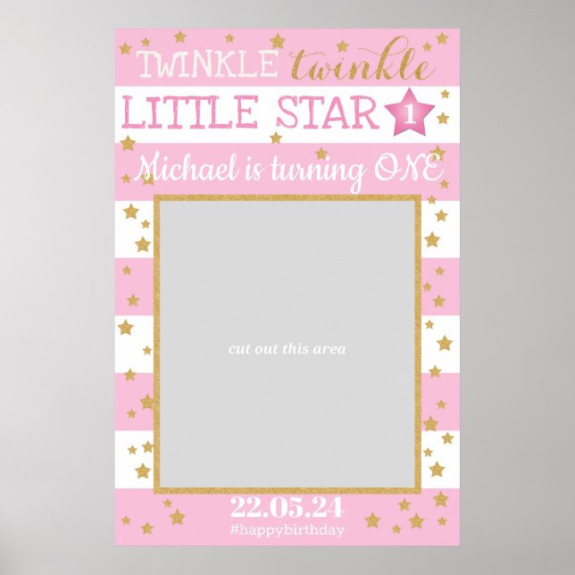 Twinkle Twinkle Little Star Födelsedags Foto Rekvi Poster (Framsidan)