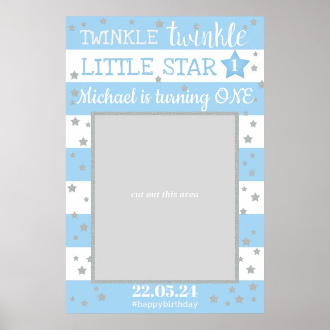 Twinkle Twinkle Little Star Födelsedags Foto Rekvi Poster (Framsidan)