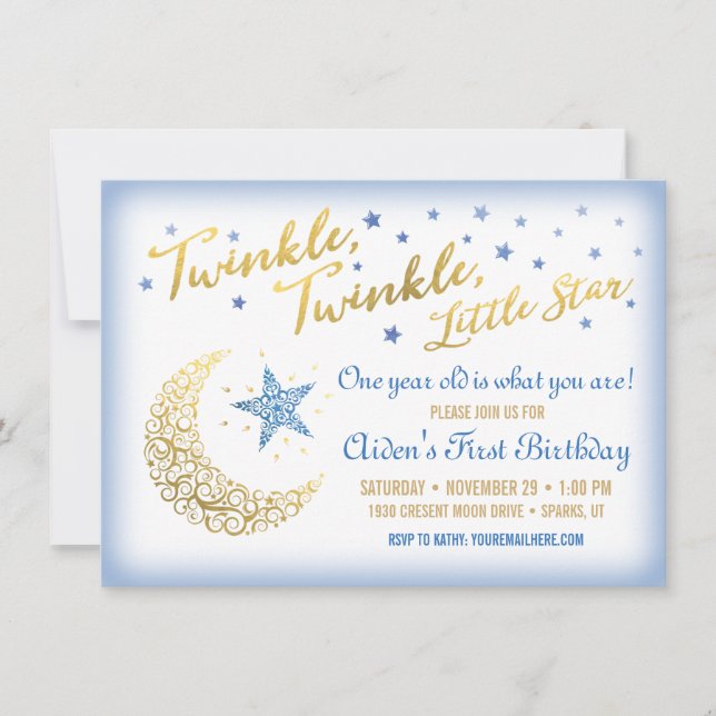 Twinkle Twinkle Little Star Födelsedagsinbjudan Inbjudningar (Framsida)