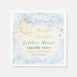 Twinkle Twinkle Little Star Första Födelsedag Blå Pappersservett