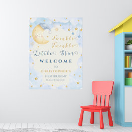 Twinkle Twinkle Little Star Första Födelsedag Blå Poster