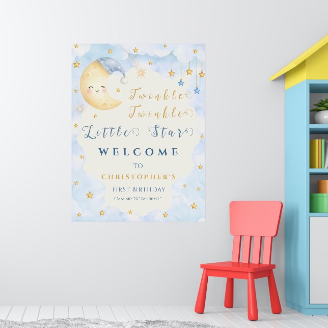 Twinkle Twinkle Little Star Första Födelsedag Blå Poster (Barnkammare 1)