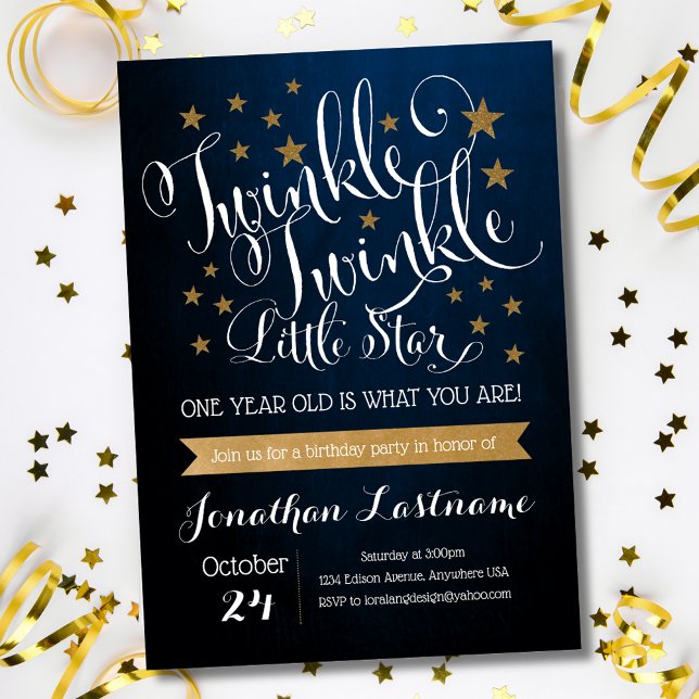 Twinkle Twinkle Little Star Första födelsedag Inbjudningar (Skapare uppladdad)
