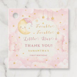 Twinkle Twinkle Little Star Första Födelsedag Rosa Gåvor Etiketter