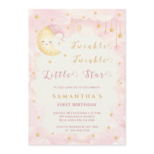 Twinkle Twinkle Little Star Första Födelsedag Rosa