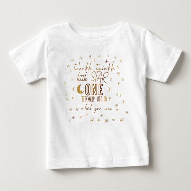 Twinkle Twinkle Little Star Första födelsedag T Shirt (Framsida)