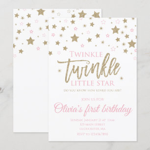Twinkle Twinkle Little Star första födelsedagen in Inbjudningar