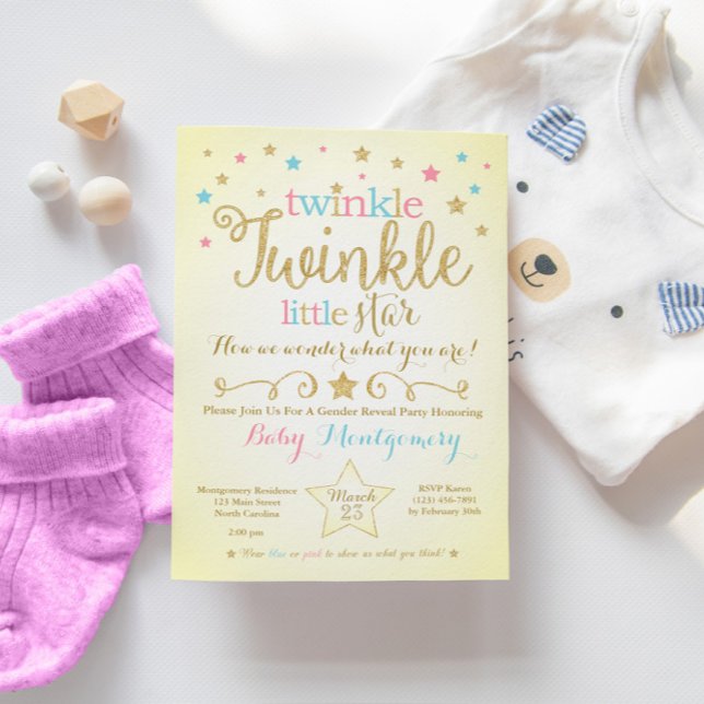 Twinkle Twinkle Little Star Gender Reveal Inbjudan (Skapare uppladdad)