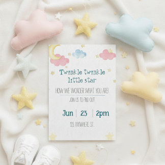 twinkle twinkle little star gender reveal invite inbjudningar