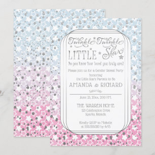 Twinkle Twinkle Little Star Gender Reveal Party Inbjudningar