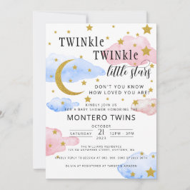 TWINkle TWINkle Little Star Gender Reveal Party Inbjudningar