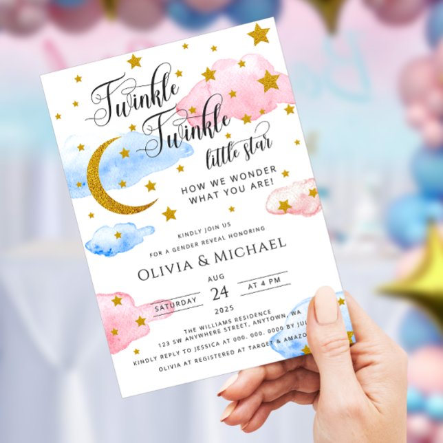 Twinkle Twinkle Little Star Gender Reveal Party Inbjudningar (Skapare uppladdad)