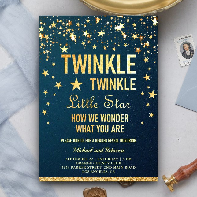Twinkle Twinkle Little Star Gender Reveal Party Inbjudningar (Skapare uppladdad)