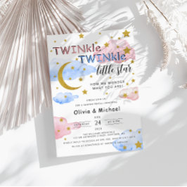 TWINkle TWINkle Little Star Gender Reveal Party Inbjudningar