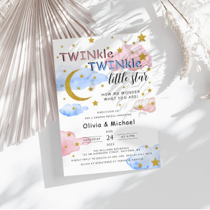 TWINkle TWINkle Little Star Gender Reveal Party Inbjudningar