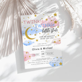 TWINkle TWINkle Little Star Gender Reveal Party Inbjudningar